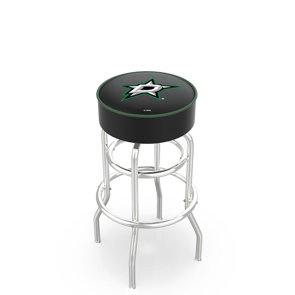 25" Dallas Stars Cushion Seat, 2-Ring Chrome Swivel Bar Stool