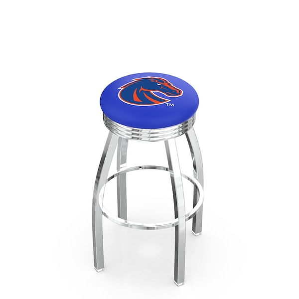 25" Chrome Boise State Swivel Bar Stool, Accent Ring