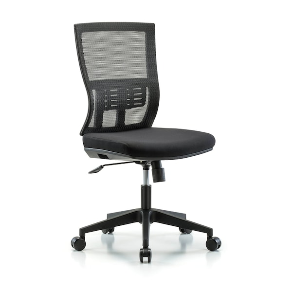 Desk Chair Modern Mesh Chair, C1, Casters, No Arms, 18-1/2" to 21-1/2" Height, Mesh, Black
