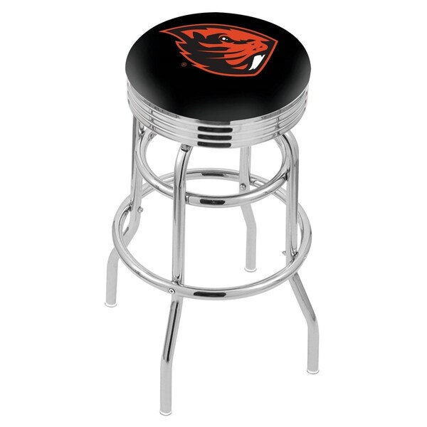 25" Chrome 2-Ring Oregon State Swivel Bar Stool, Accent Ring