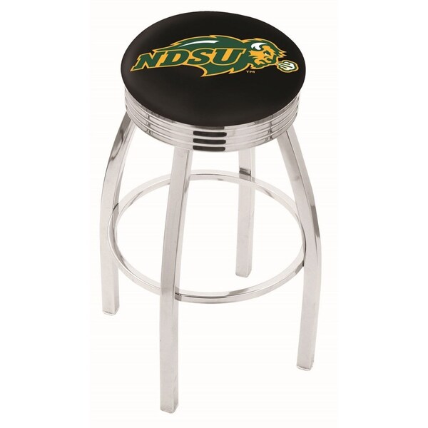 25" Chrome North Dakota State Swivel Bar Stool, Accent Ring