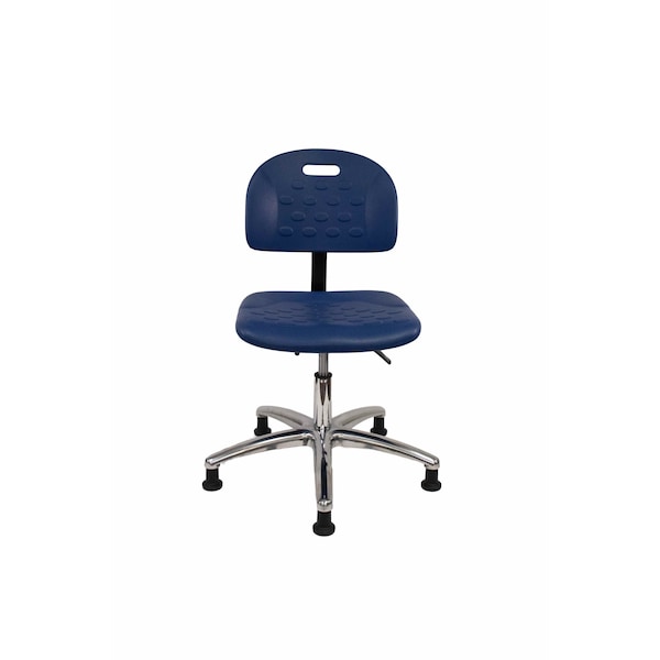 Poly Chair Chrome, Desk, Glides, Blue