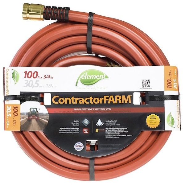 Element ContractorFARM ELCF34100 Water Hose with Aluminum Couplings, 100 ft L