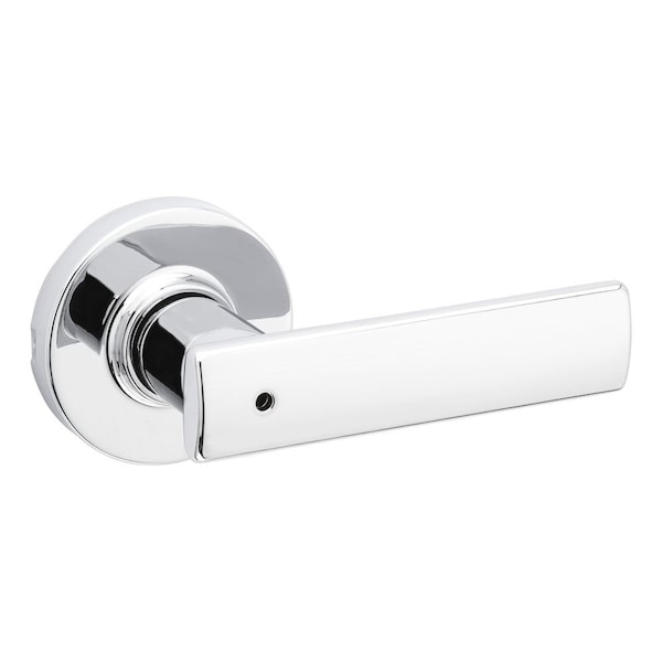 Breton Lever with Round Rose Privacy Door Lock with 6AL Latch and RCS Strike Bright Chrome Finish