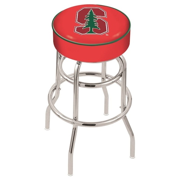 25" 4" Stanford Cushion Seat, Double-Ring Chrome Swivel Bar Stool