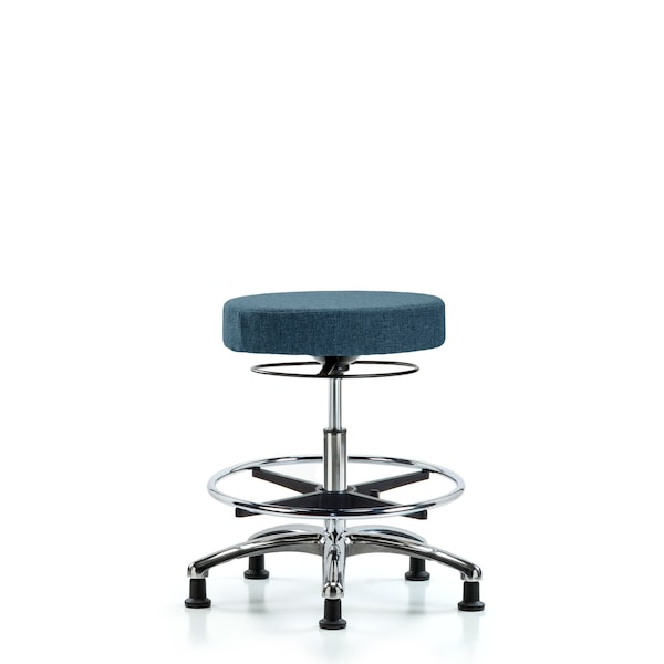 Bench Stool, Med, Fabric, Chrome, CF, Gld, Blu