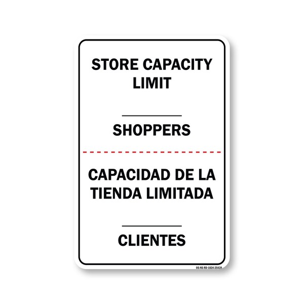 PSA, Store Capacity Limit Shoppers Spanish, 24in X 18in Peel And Stick Wall Graphic, RD-1824-25439