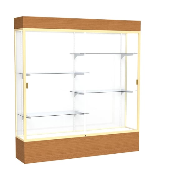 Lighted Floor Display Case 72x80x16, White, Champange