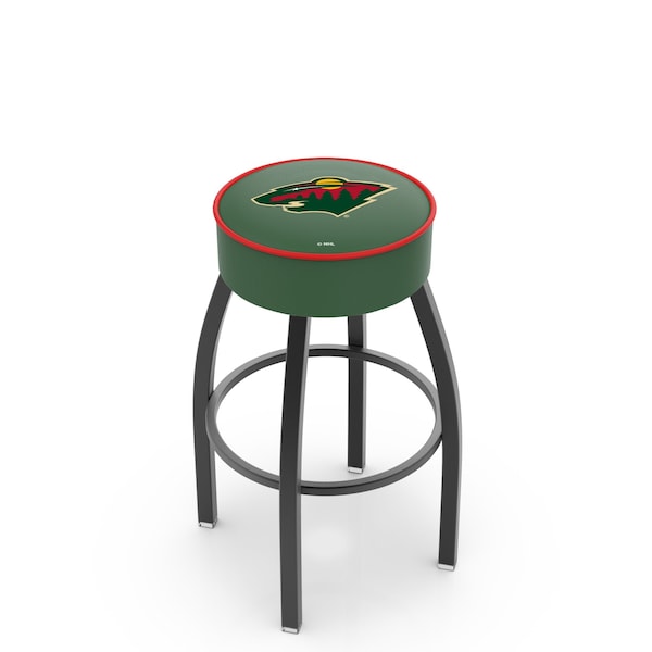 25" 4" Minnesota Wild Cushion Seat, Blk Wrinkle Base Swivel Bar Stool