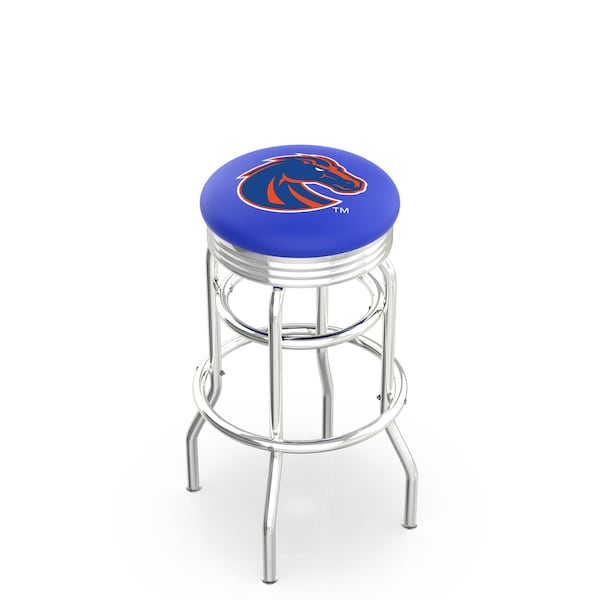 25" Chrome 2-Ring Boise State Swivel Bar Stool, Accent Ring