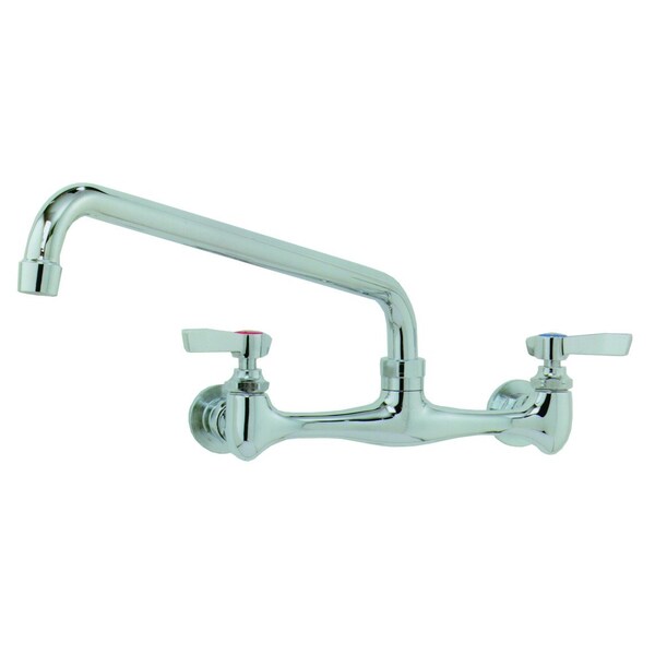 Faucet, 8 in. OC, splash mounted with 14 in. swing spout, lead free