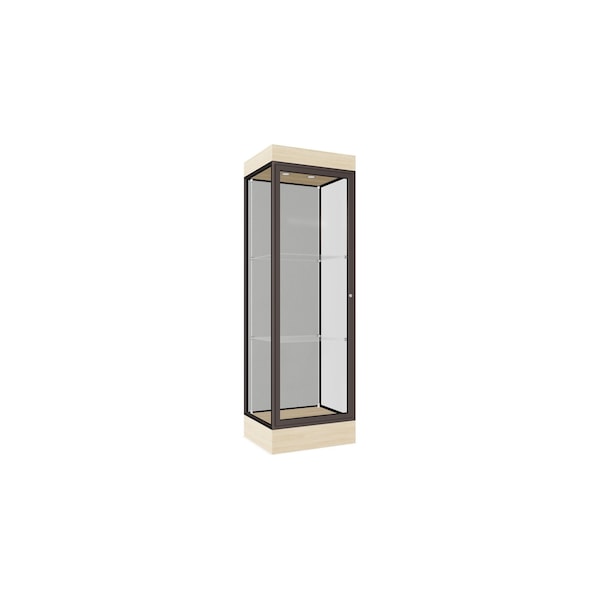 Lighted Floor Display Case 24x76x20, 6" Base, Bronze