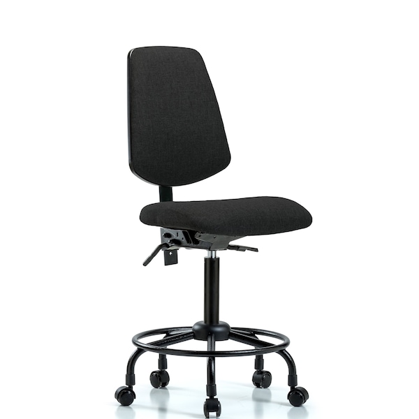 Fab Med Bench Chair, Bk, RT, Cast, Blk, No Arms, 24" to 31" Height, Black