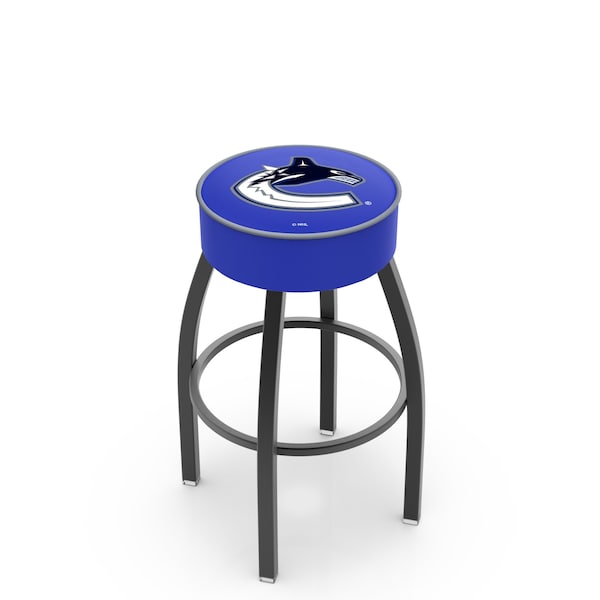 25" Vancouver Canucks Cushion Seat, Blk Wrinkle Base Swivel Bar Stool