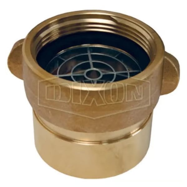 Suction Rocker Lug Adapter with Poly Screen, 2 x 2-1/2 in, FNPT x Female NST NH Swivel, Brass, Dom