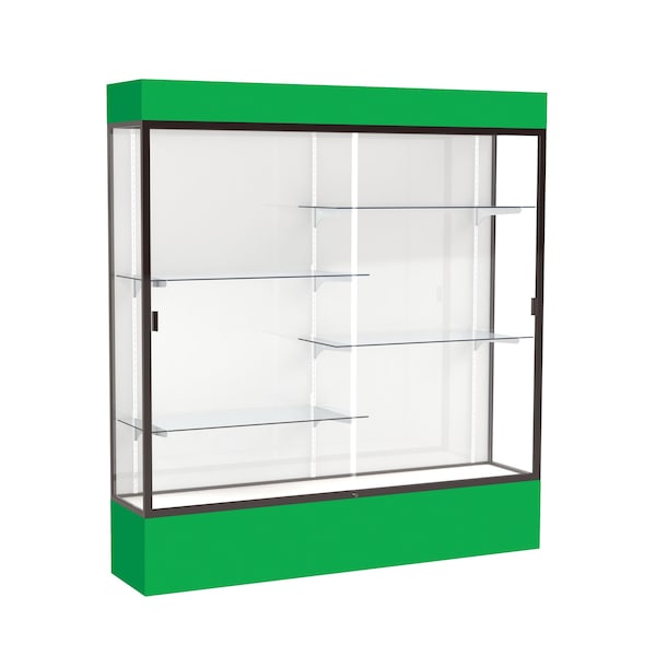 Lighted Floor Display Case 72x80x16, White, Bronze