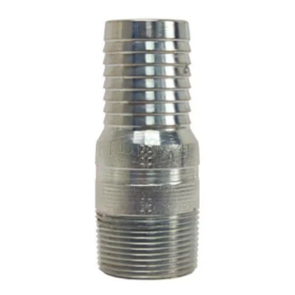King Combination Nipple with Knurled Wrench Grip, 1-1/2 x 4-1/16 L in Hose Shank x MNPT, Carbon Ste
