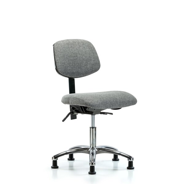 Desk Chair Desk Chair, Fabric, Chrome Glides, Gry, No Arms, 19" to 24" Height, Fabric, Grey