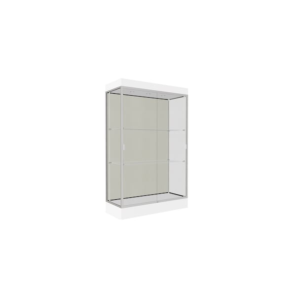 Lighted Floor Display Case 48x76x20, 6" Base, Satin