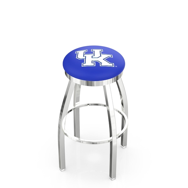 25" Chrome Kentucky "UK" Swivel Bar Stool, Accent Ring