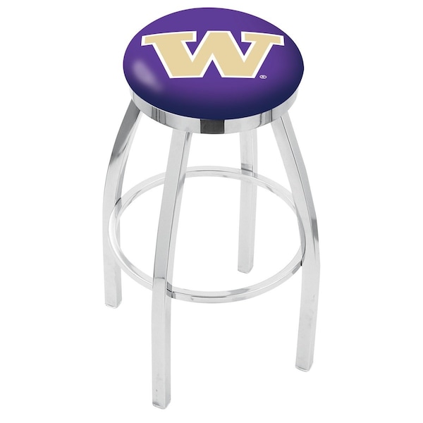 25" Chrome Washington Swivel Bar Stool, Accent Ring