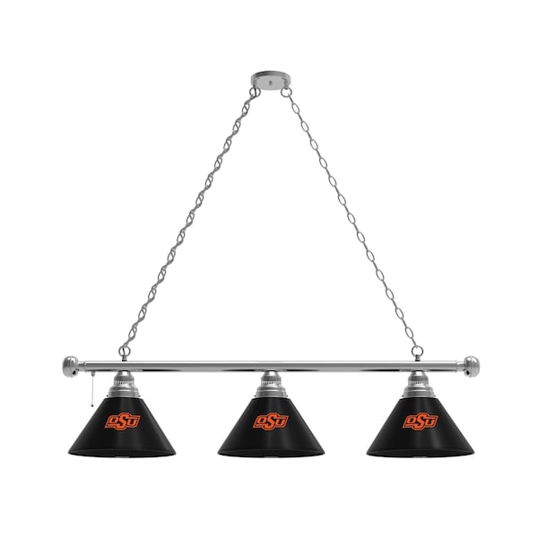 Oklahoma State 3 Shade Billiard Light, Chrome Fixture