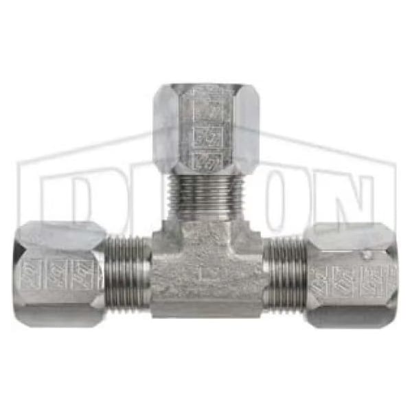 The Right Connection Flareless Bite Tube Union Tee, 1-1/4 in Nominal, Male Tube End Style, Steel
