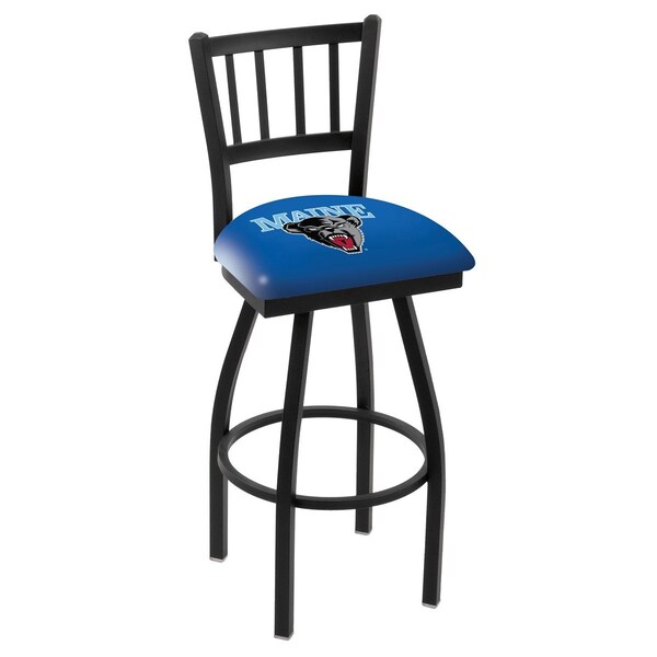 25" Blk Wrinkle Maine Swivel Bar Stool, Jailhouse Back