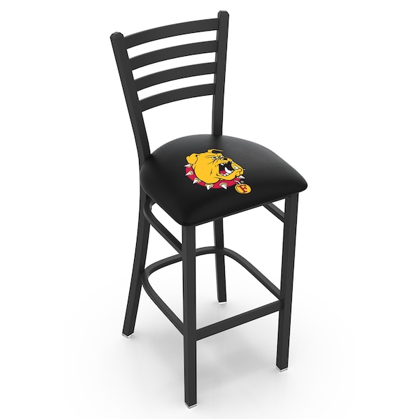 25" Blk Wrinkle Ferris State Stationary Counter Stool, Ladder Back