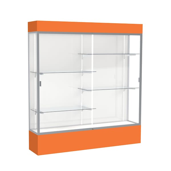 Lighted Floor Display Case 72x80x16, White, Satin