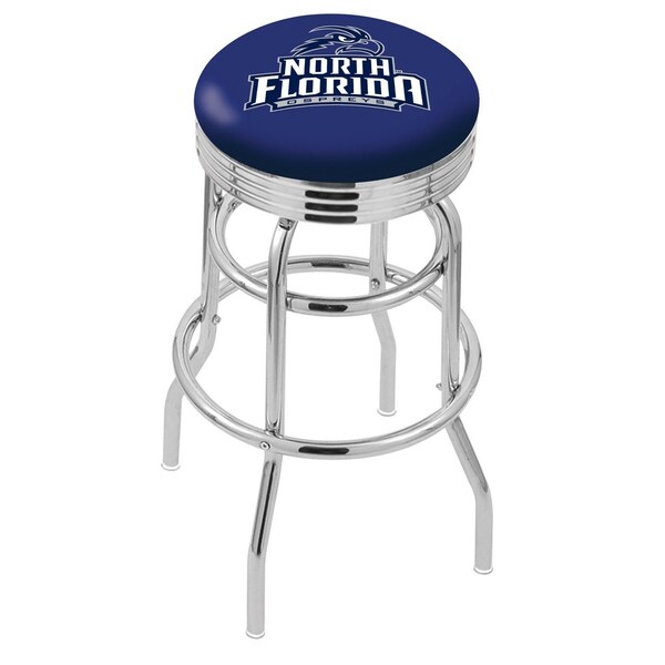 25" Chrome 2-Ring North Florida Swivel Bar Stool, Accent Ring