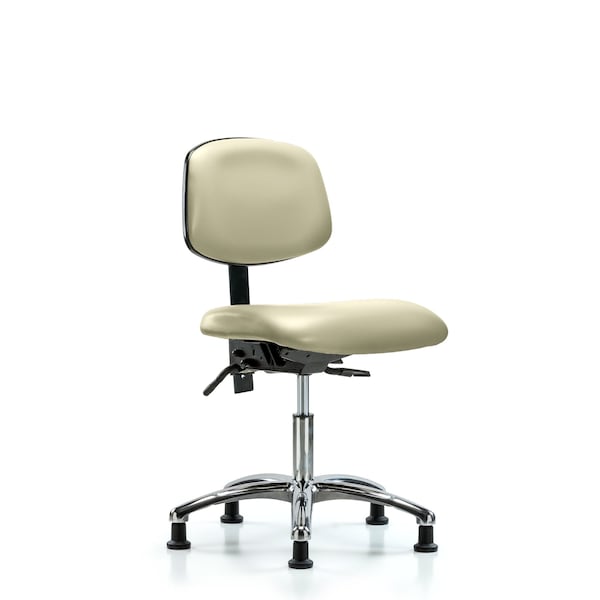 Desk Chair Desk Chair, Vinyl, Chrome Tilt Glides, Wht, No Arms, 18" to 23" Height, Vinyl, Adobe White