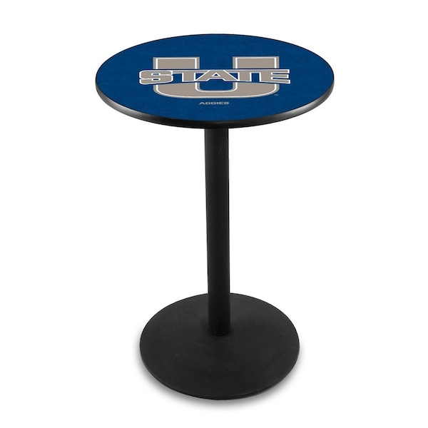 42" Blk Wrinkle Utah State Pub Table, 36" dia. Top