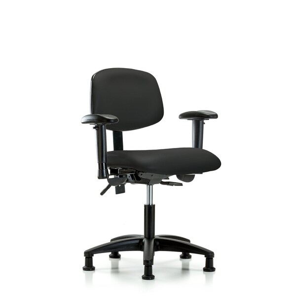 Desk Chair Desk Chair, Vinyl, AA Glides, Blk, Adjustable Arms, 18" to 23" Height, Vinyl, Black