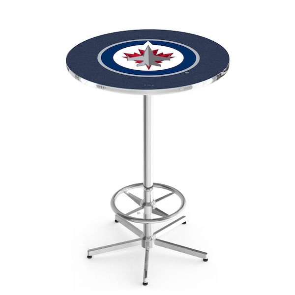 42" Chrome Winnipeg Jets Pub Table, 36" dia. Top