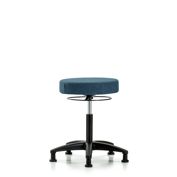 Rutledge Fabric Stool without Back - Medium Bench Height with Stationary Glides in Blue Fabric