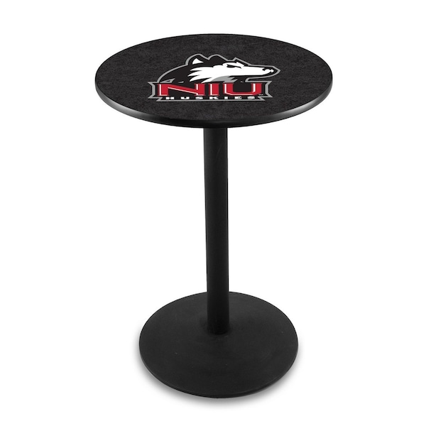 42" Blk Wrinkle Northern Illinois Pub Table, 36" dia. Top