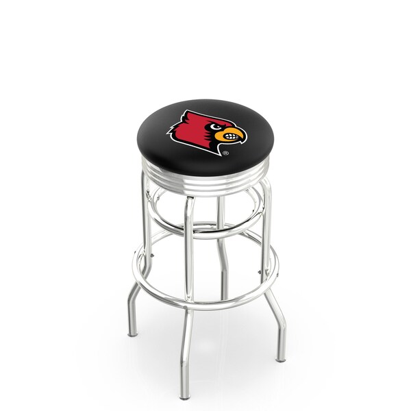 25" Chrome 2-Ring Louisville Swivel Bar Stool, Accent Ring