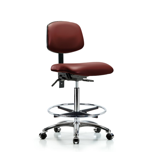 Vinyl Chair Chrome, High Bench, Foot Ring, Casters, Borscht