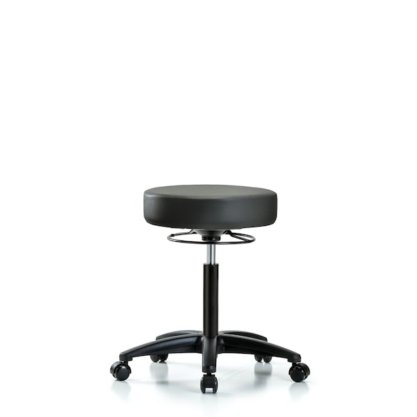 Vinyl Stool, Med Bench, Casters, Carbon