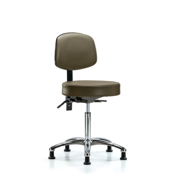 Vinyl Stool, Back, Chrome, Med Bench, Tilt, Glides, Royal