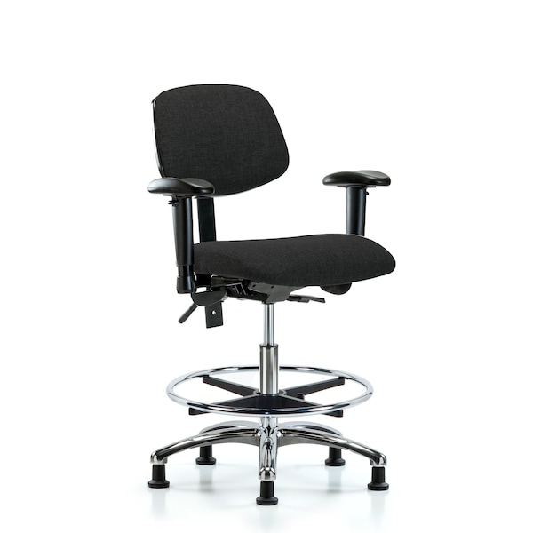 Medium Bench Chair Chair, Fab, Med Ben, Chr Tilt AA CF Gld Blk, Adjustable Arms, 22" to 29" Height