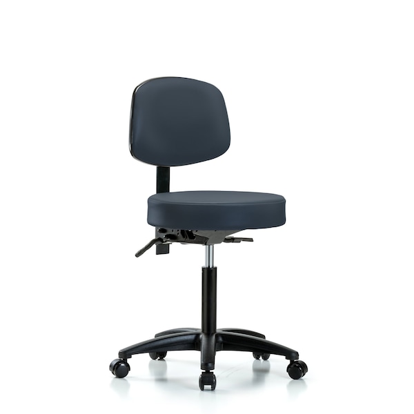 Bench Stool, Med, Vin, Bk, Tilt, Cast, Nav