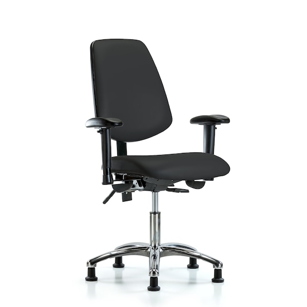 Desk Chair Desk Chair, Vinyl, Med, Bk, Chrm, AA, Glds, Blk, Adjustable Arms, 18" to 23" Height, Vinyl