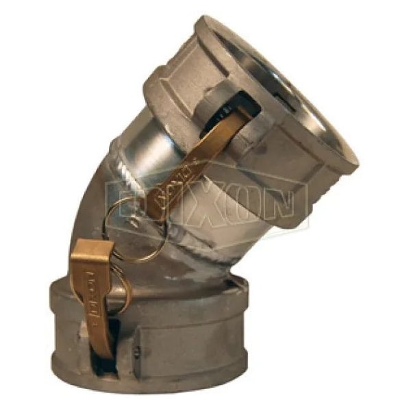 45Deg Cam and Groove Elbow, 3 in, Female Coupler, Aluminum, Domestic