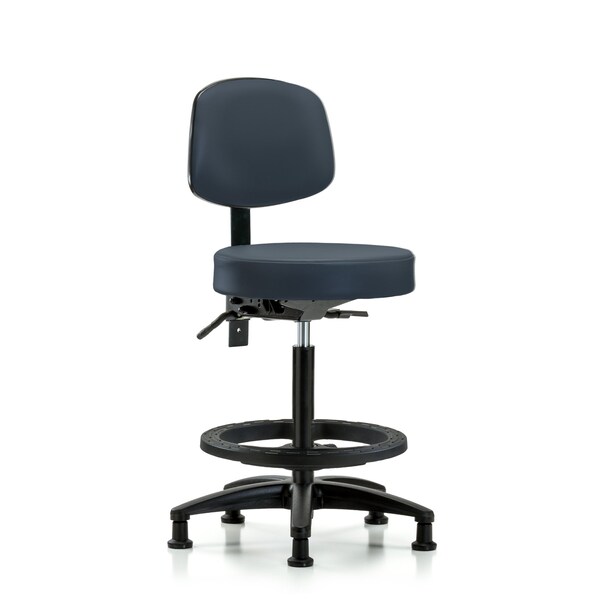 Bench Stool, Hi, Vinl, Bk, Tilt, BF, Gld, Nav