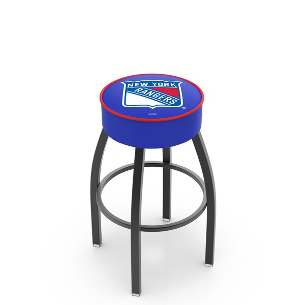 25" New York Rangers Cushion Seat, Blk Wrinkle Base Swivel Bar Stool