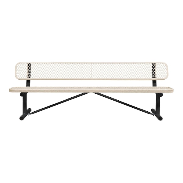 Portable, Bench with Back, 8ft., Sandstone