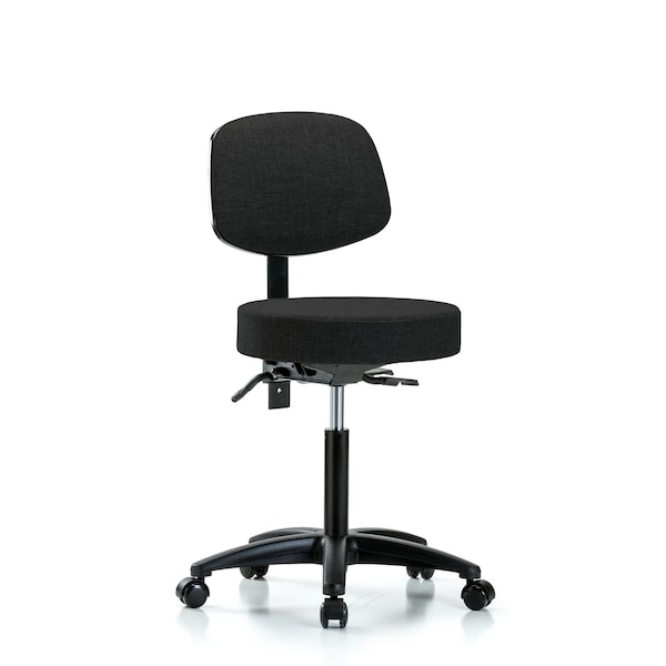 Bench Stool, Med, Fab, Bk, Tilt, Cast, Blk