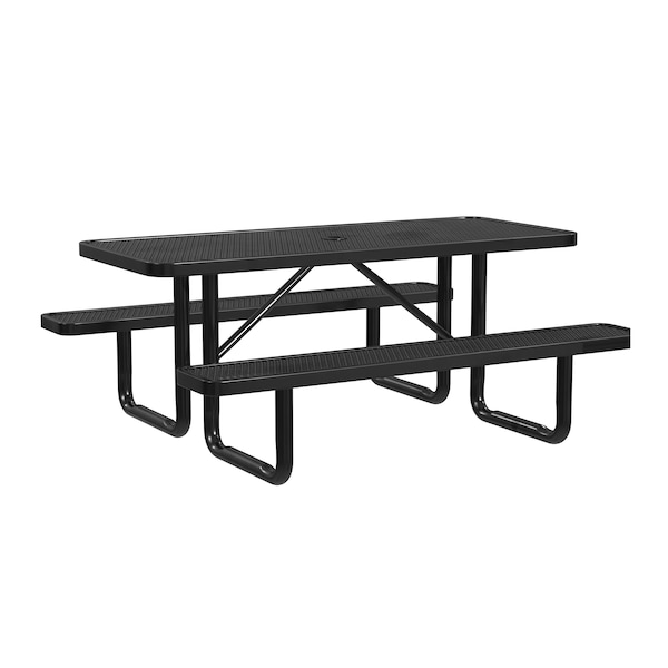 Rectangle Portable Picnic Table, Black, 6 ft L
